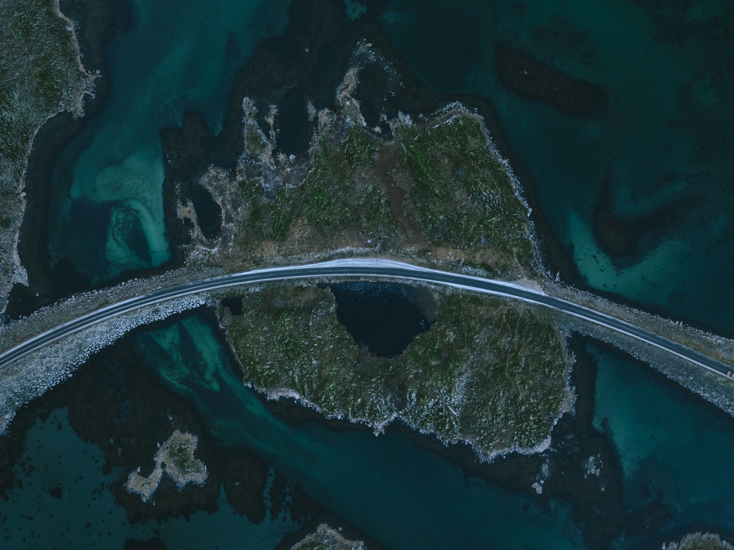 Aerial view of a road through landscape