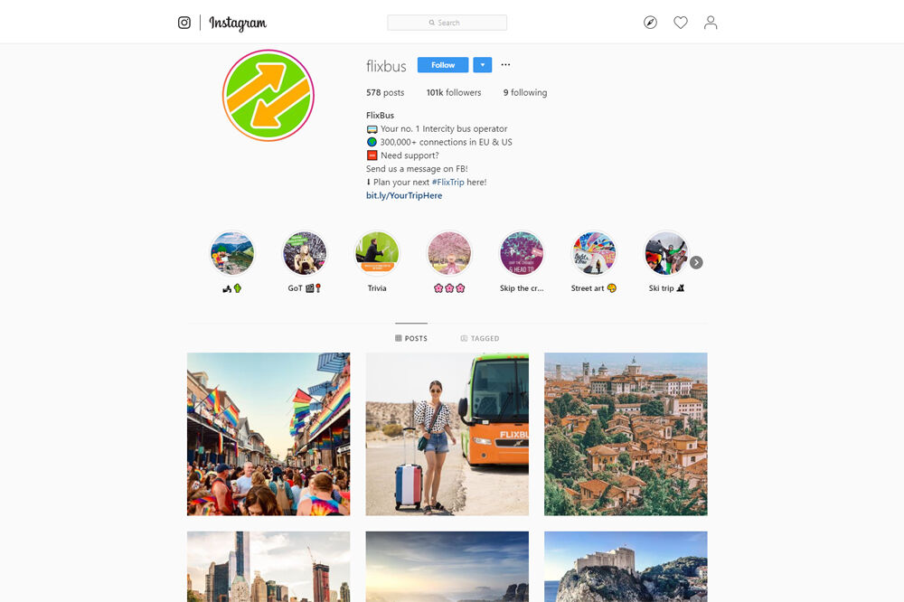 FlixBus-Instagram-profile-page