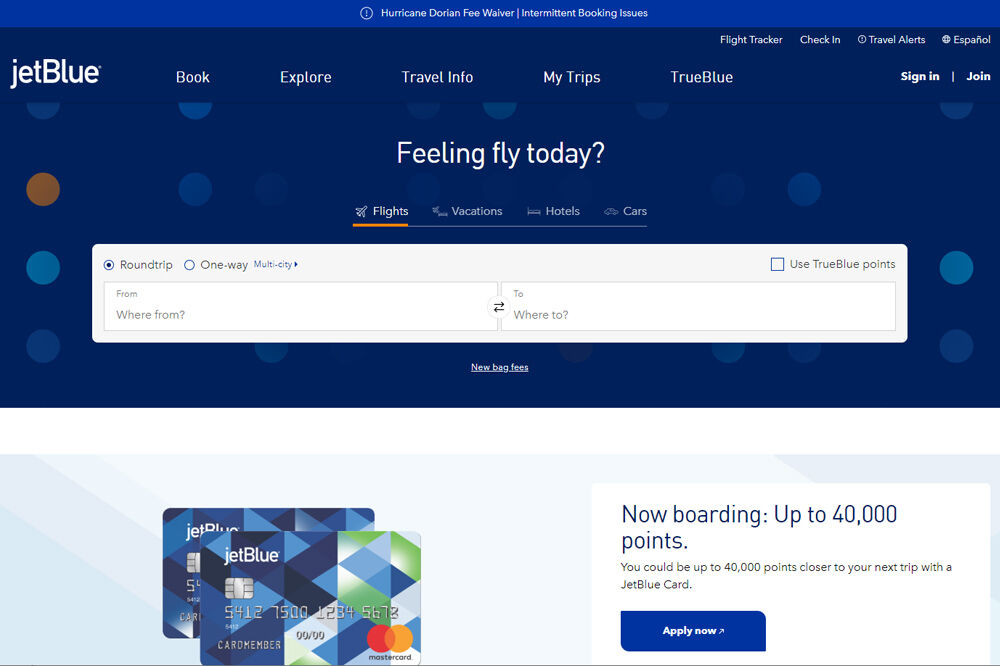 JetBlue website