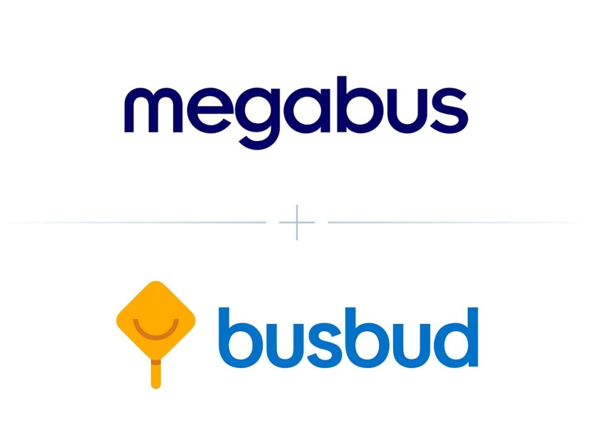 Megabus and Busbud logos side by side