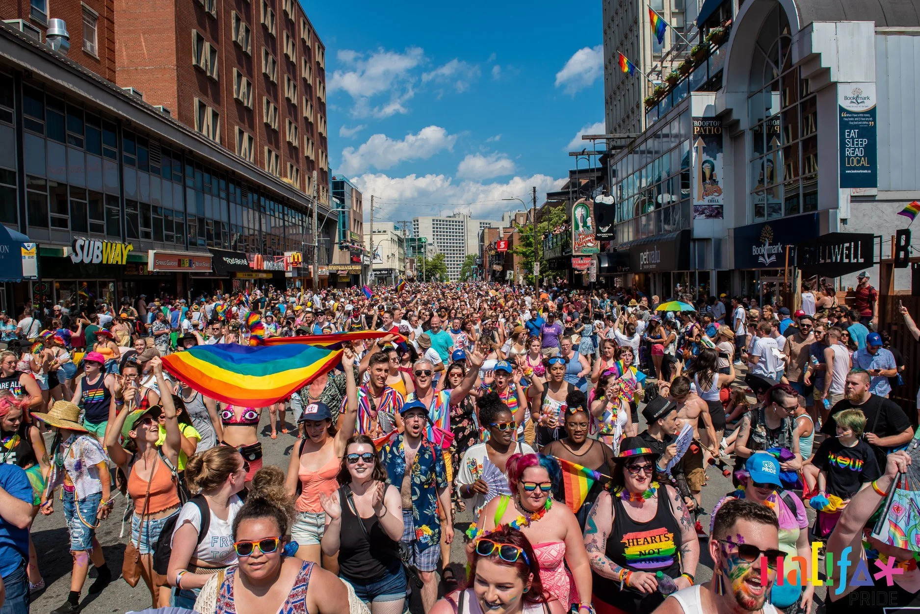 Crowds celebrating at the Halifax Pride parade