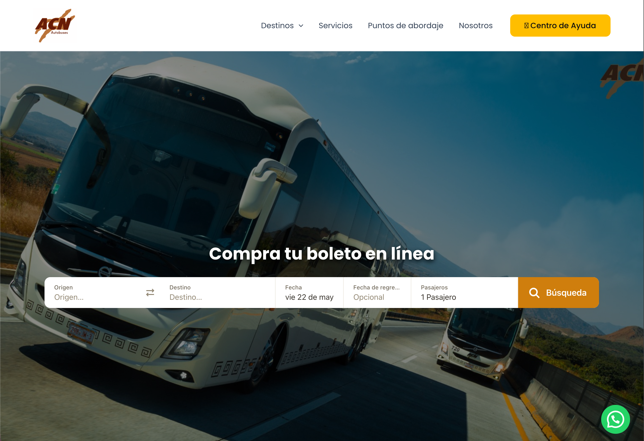 ACN Autobuses website